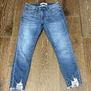 Abercrombie & Fitch Distressed Blue Ankle Jeans
